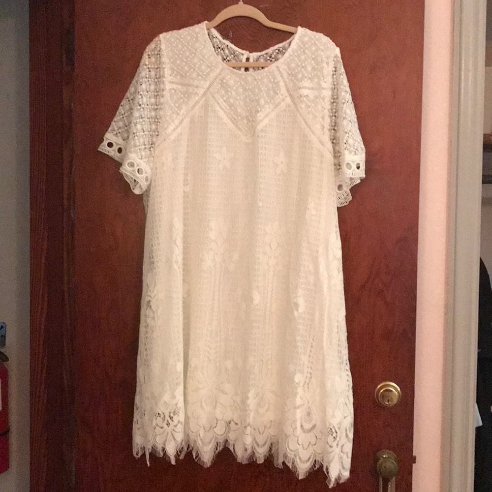 White lace shift dress